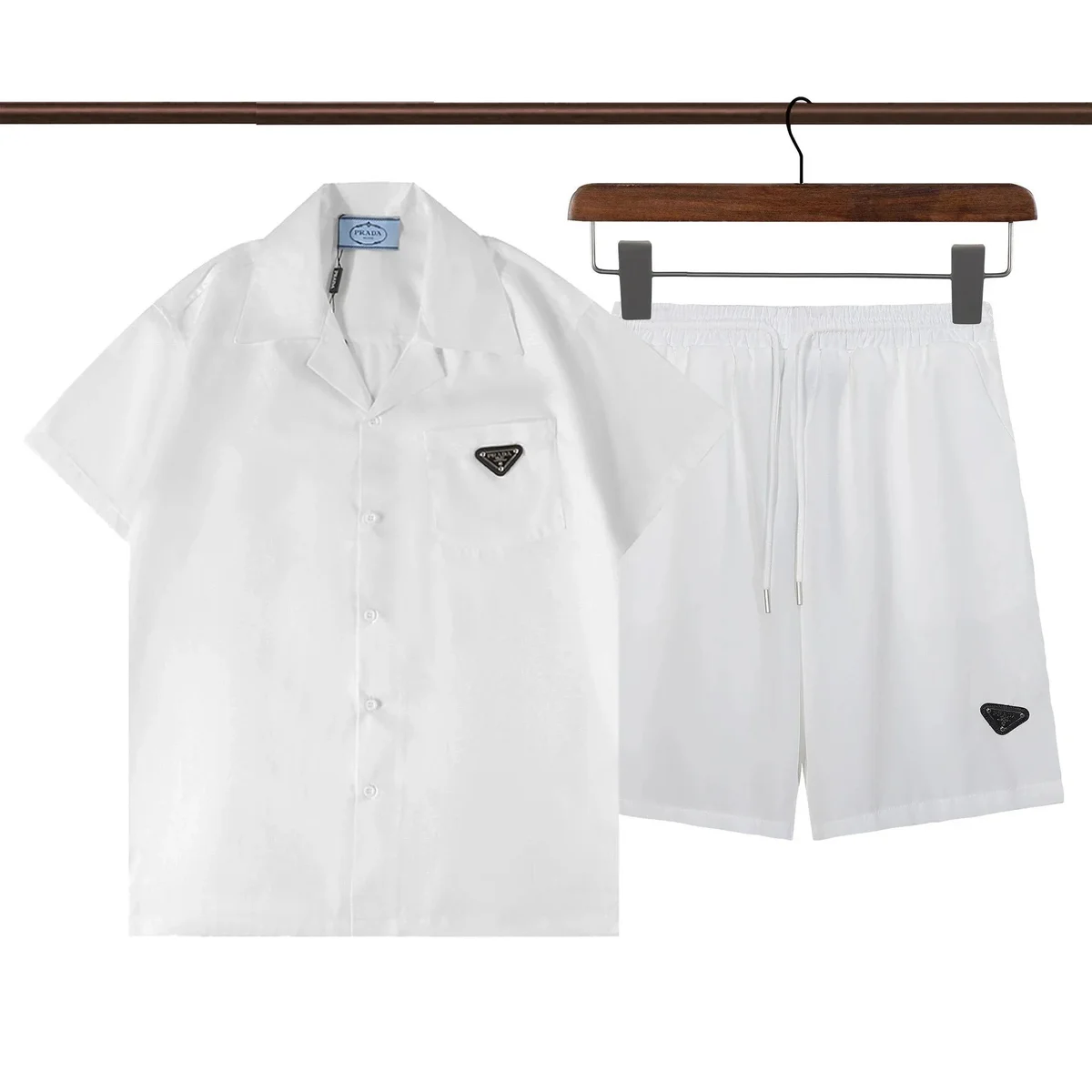 Prada White Triangle Logo Co-ord Set