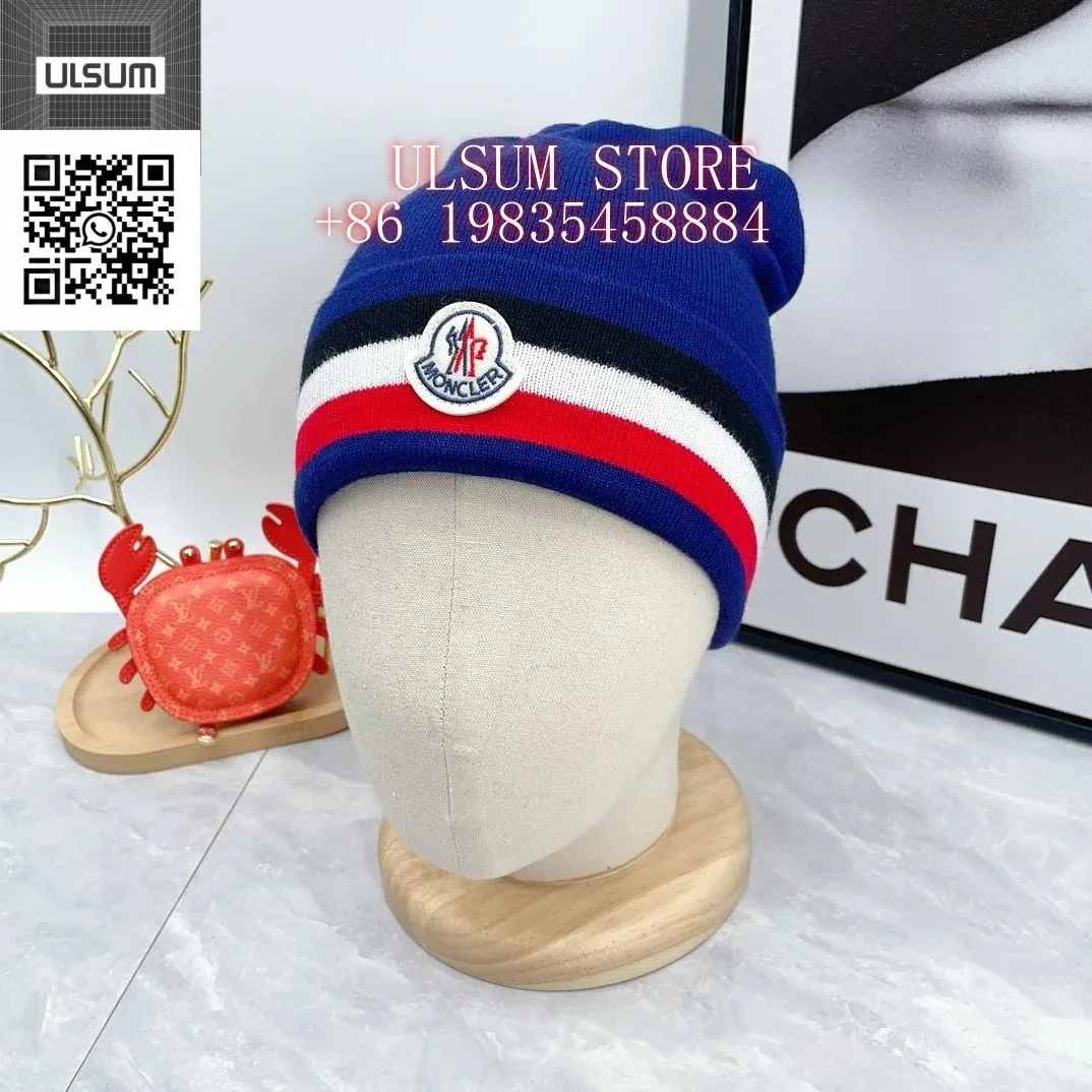 Moncler Blue Red White Striped Beanie Hat