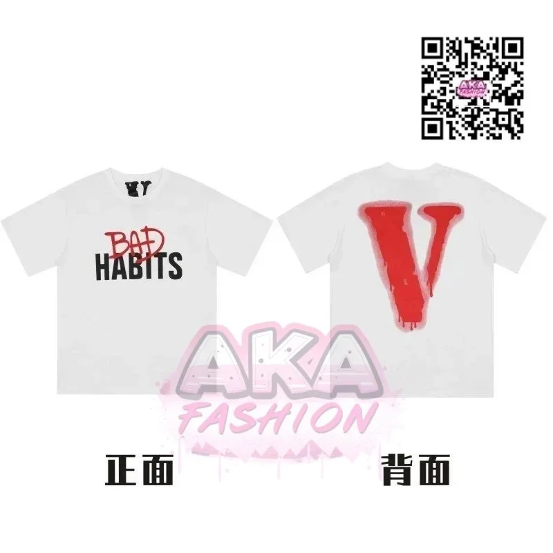 White 'Bad Habits' V-Shirt T-Shirt