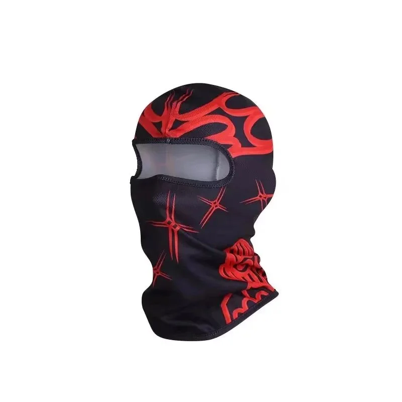 Black Red Printed Balaclava Headwear