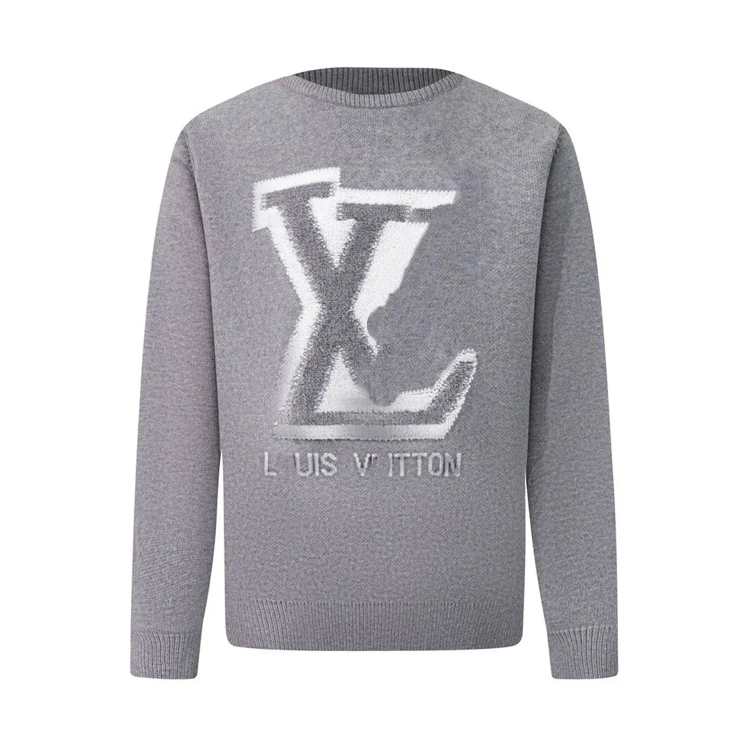 Louis Vuitton Grey LV Logo Knit Sweater