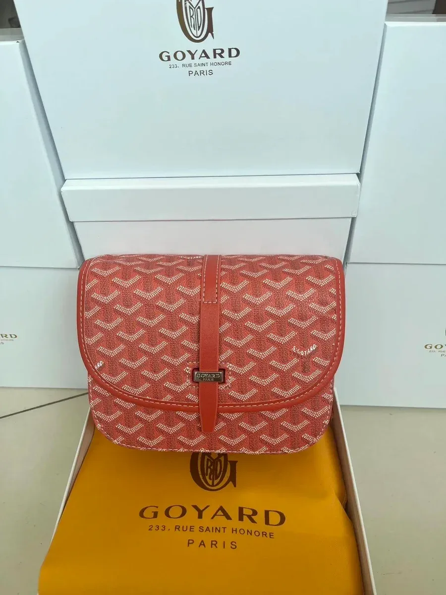Goyard Monogram Canvas Crossbody Bag Coral
