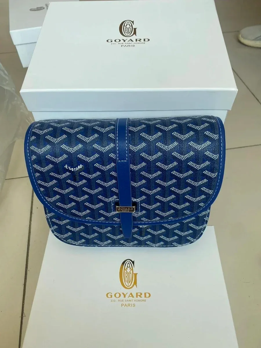 Goyard Blue Goyardine Canvas Crossbody Bag