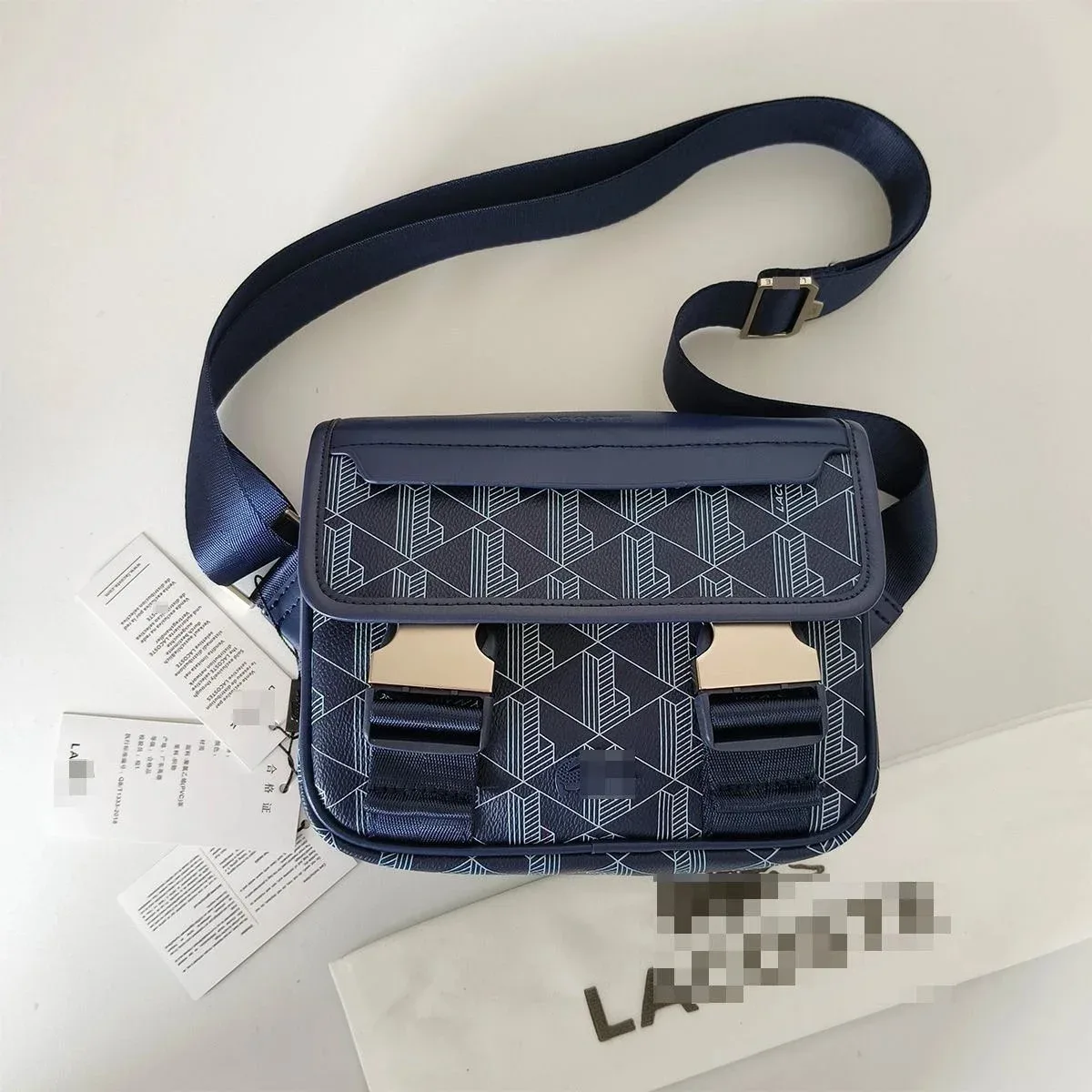 Lacoste -Blue Geometric Pattern Crossbody Bag