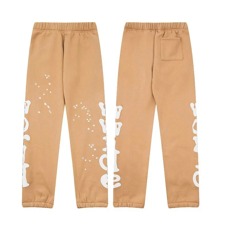 Palm Angels Coffee Brown Sweatpants with White Print