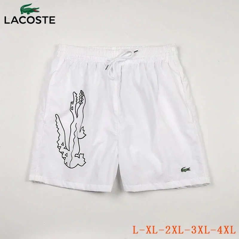 Lacoste White Crocodile Print Shorts