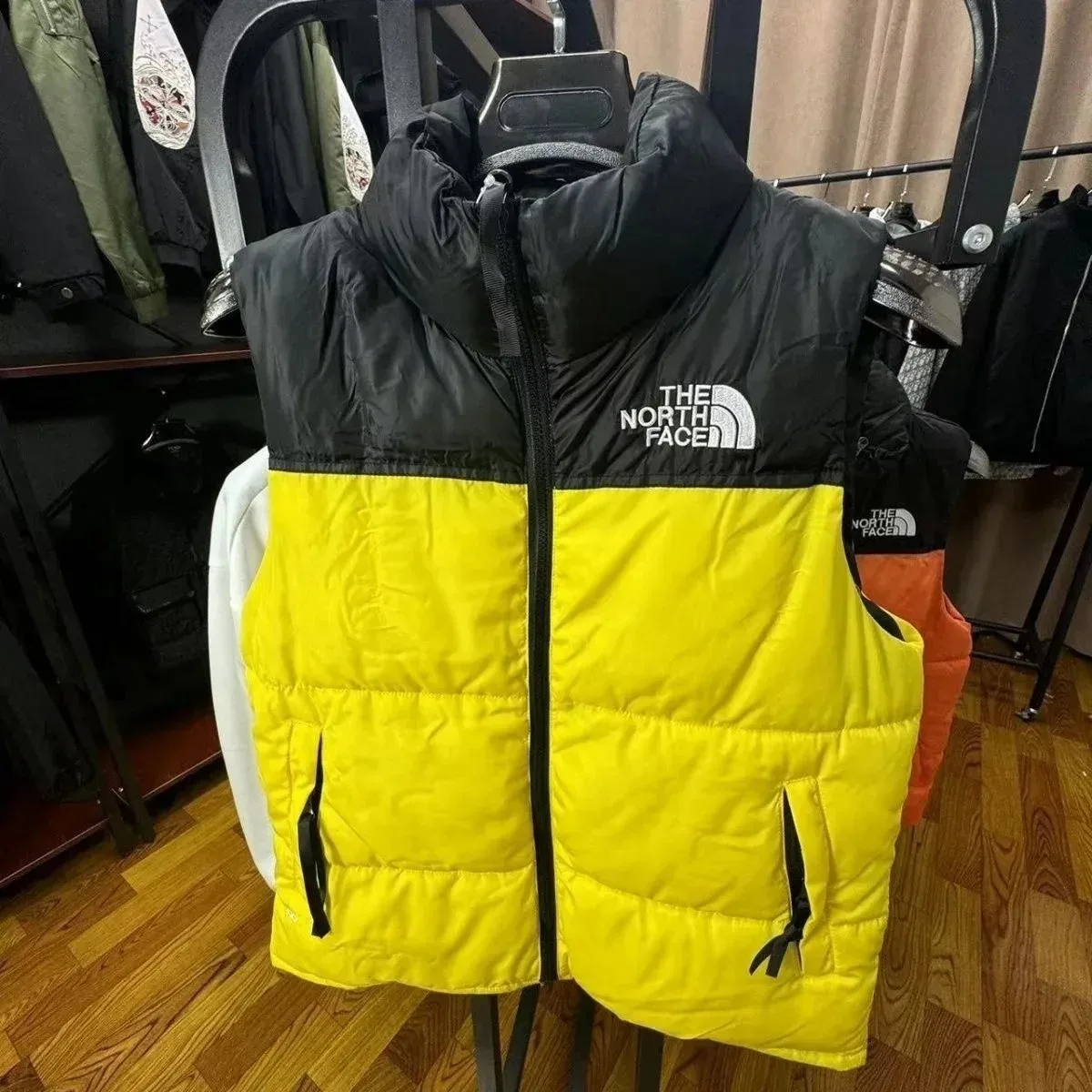 The North Face Nuptse Yellow Black Vest