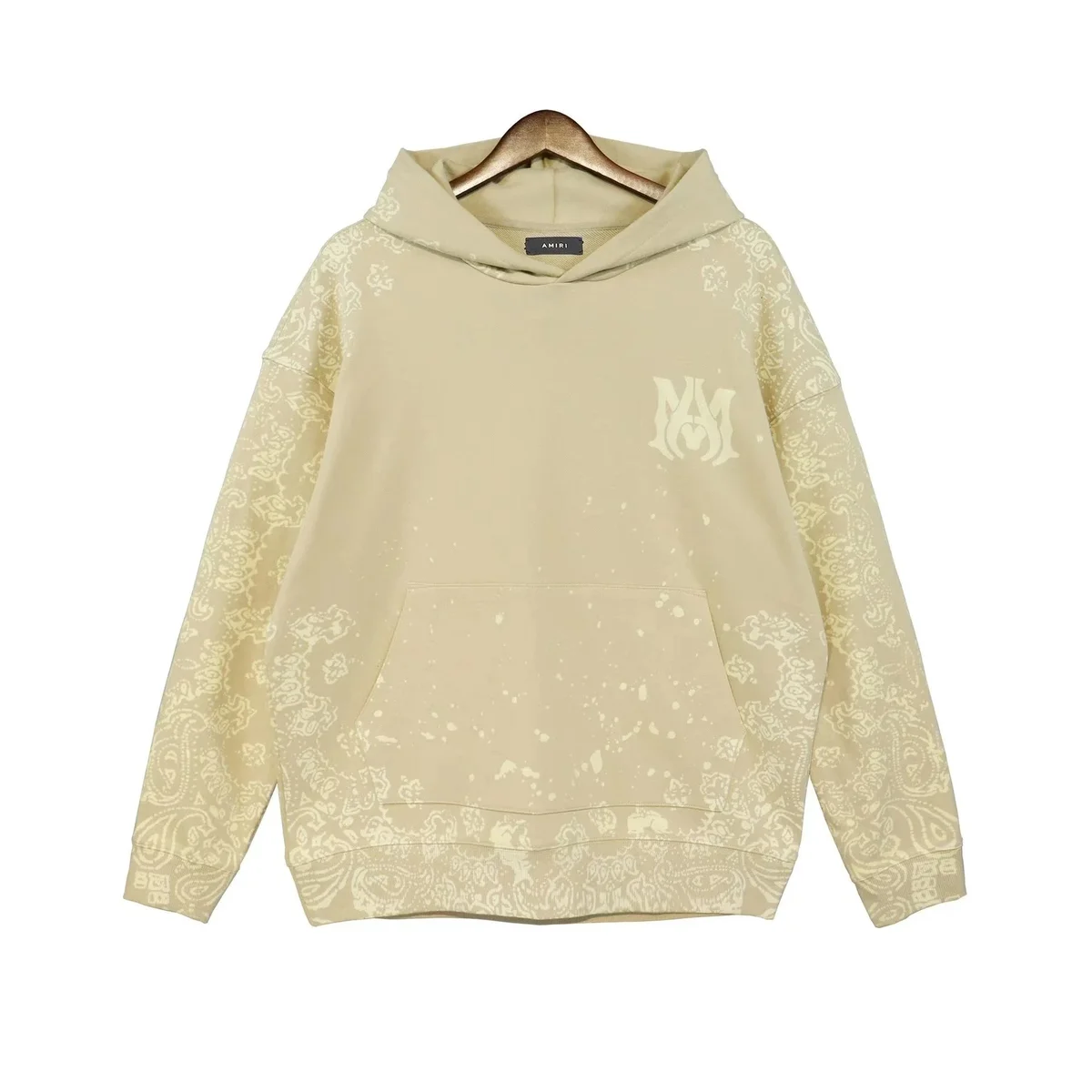 Amiri 5835杏色 Hoodie with Paisley Print