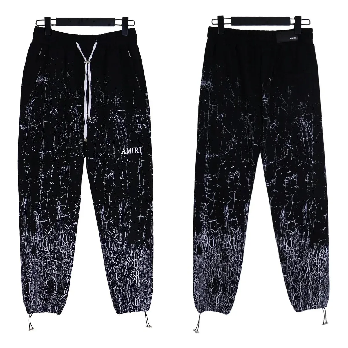 Amiri 8115 Black Cracked Print Sweatpants
