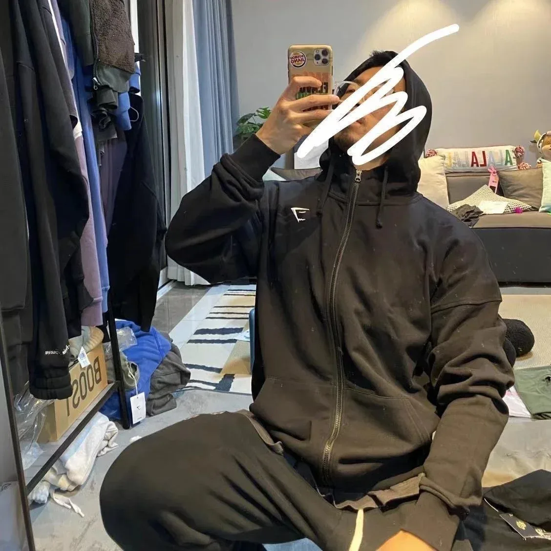 Unisex Black Zip-Up Hoodie Sweatshirt
