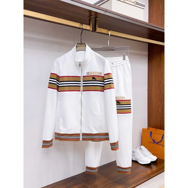 Burberry White Striped Tracksuit Set