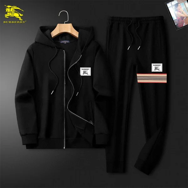 Burberry Black Hoodie & Pants Set Tracksuit