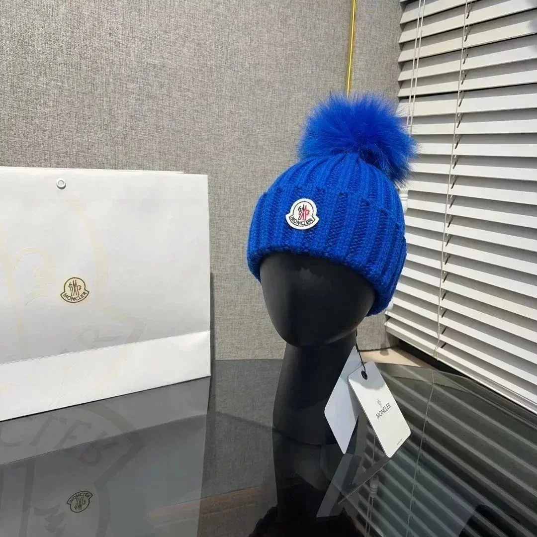 Moncler Blue Pom-Pom Beanie Hat