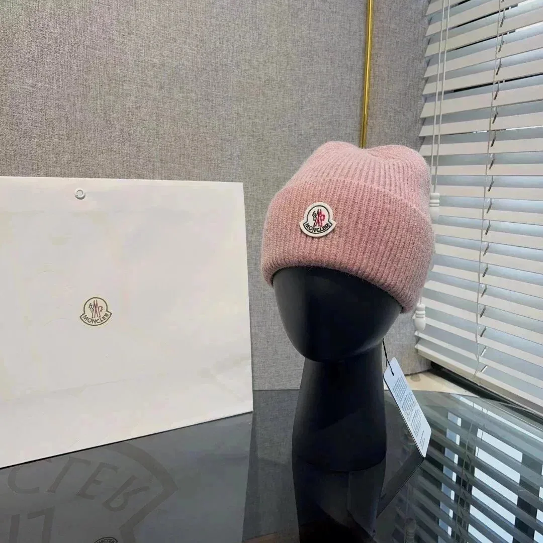 Moncler Pink Ribbed Beanie Hat