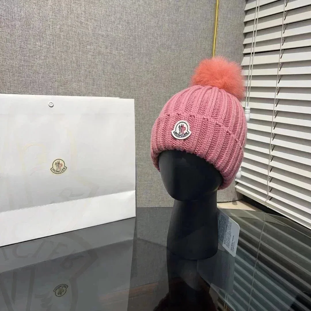 Moncler Pink Pom-Pom Beanie Hat