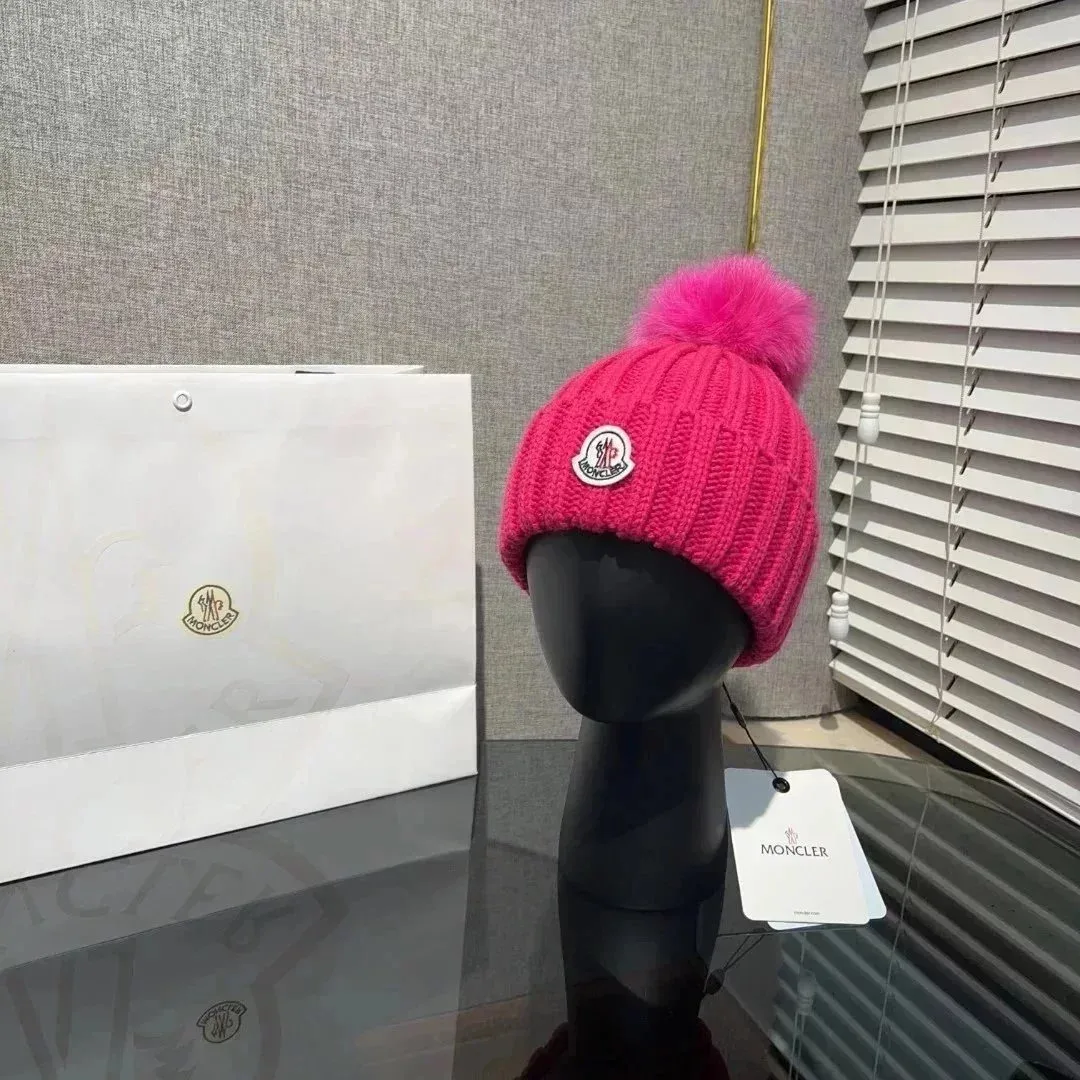 Moncler Pink Pom-Pom Beanie Hat