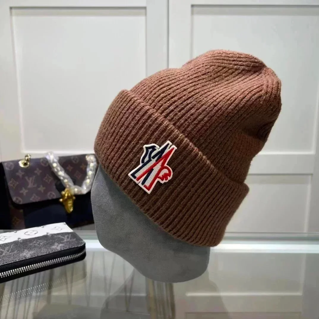 Moncler Beanie Brown Solid Headwear