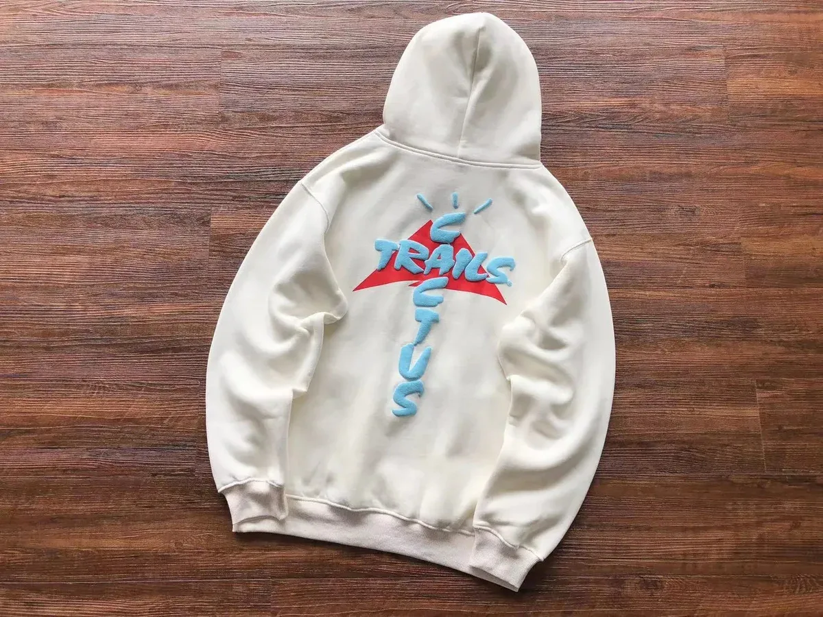 Unisex Cactus Trails Hoodie Cream with Blue & Red Graphic