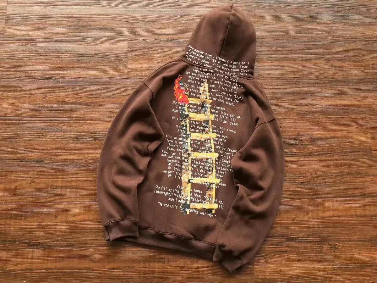 Unisex Brown Ladder Print Hoodie