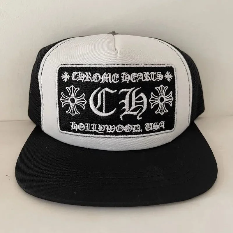 Chrome Hearts CH Hollywood USA Trucker Cap Black/White