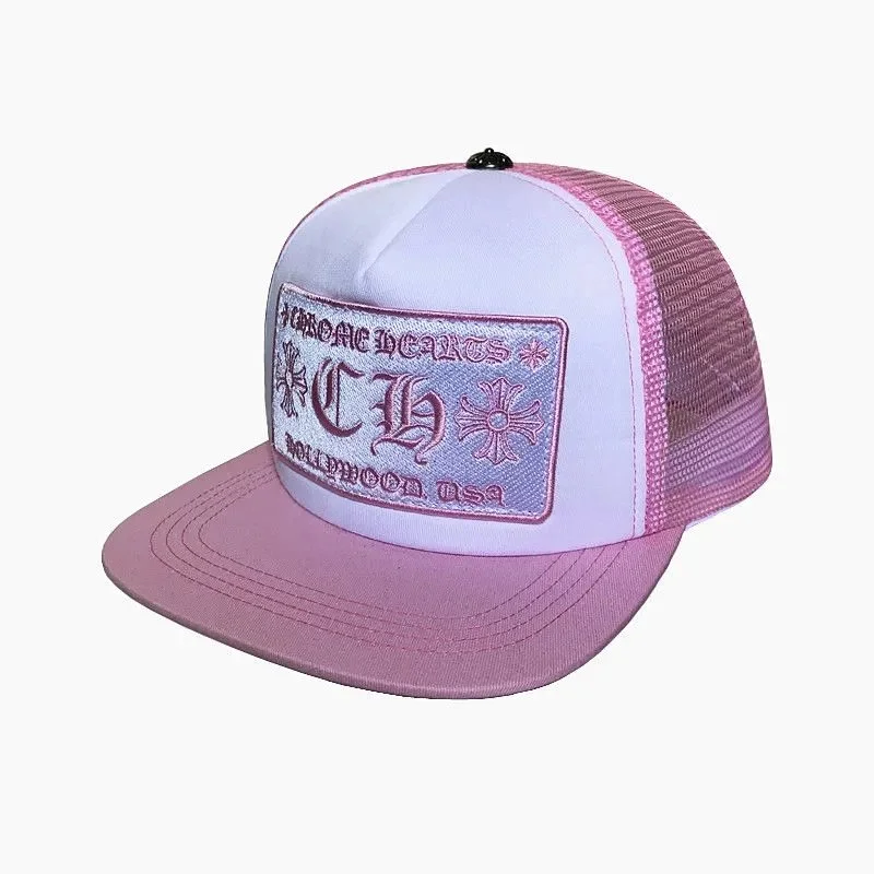 Chrome Hearts CH Hollywood Pink Trucker Hat