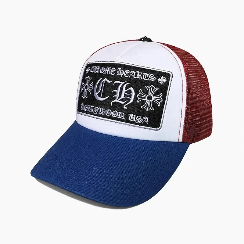 Chrome Hearts CH Hollywood USA Trucker Cap Blue/Red/White