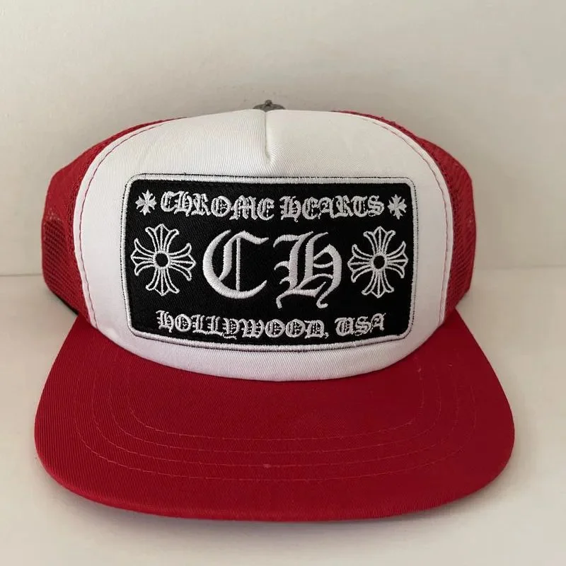 Chrome Hearts CH Hollywood USA Trucker Cap Red/White
