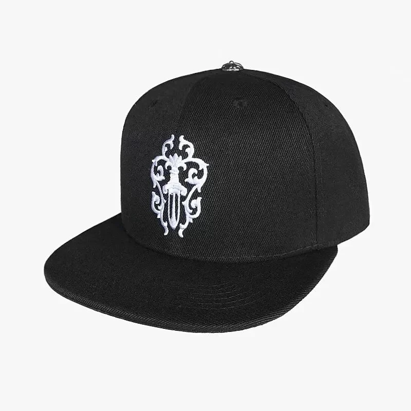 Black Embroidered Snapback Cap