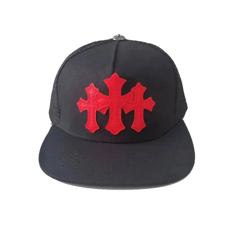 Black Red Cross Trucker Hat Headwear