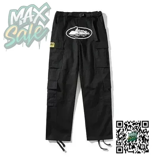 Black Cargo Pants with Graphic Patch