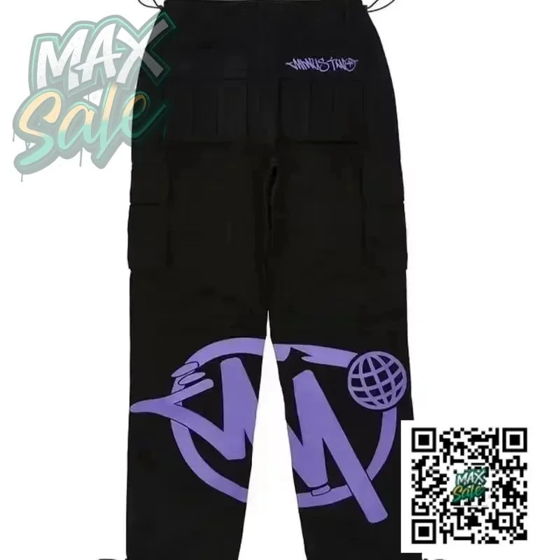 Black & Purple Printed Cargo Pants