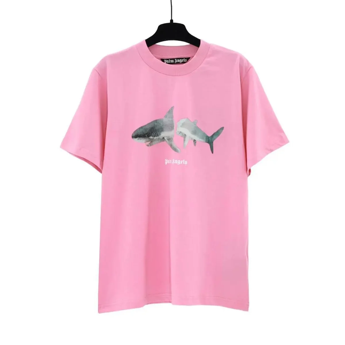 Palm Angels Pink Shark Print T-Shirt