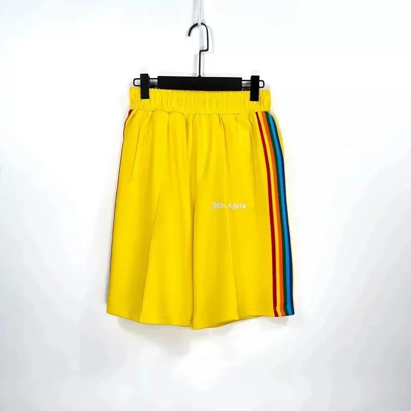 Palm Angels Track Yellow Rainbow Shorts