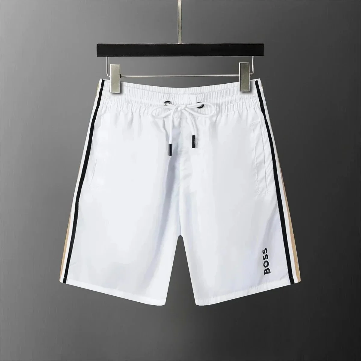 Hugo Boss White BOSS Side Stripe Shorts