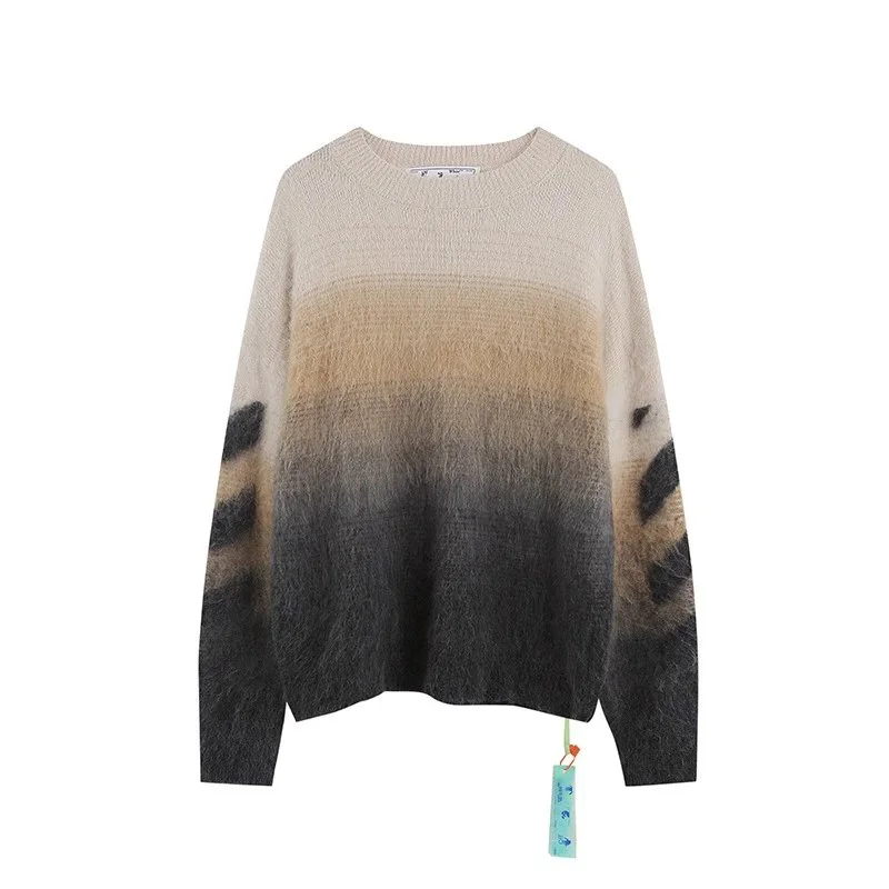 Gradient Knit Sweater in Beige & Grey