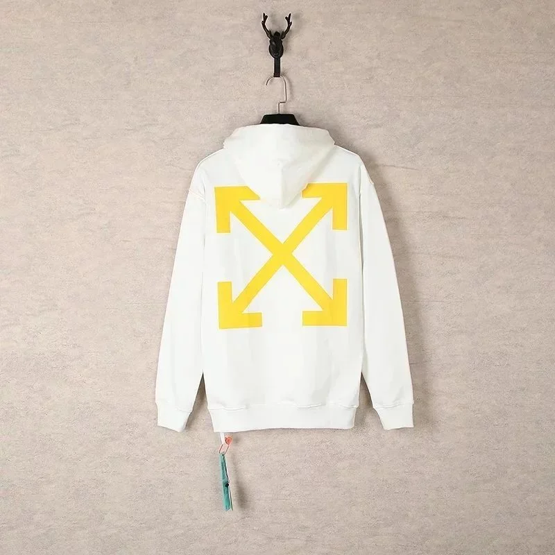 Off-White OW100 White Hoodie with Yellow Arrows