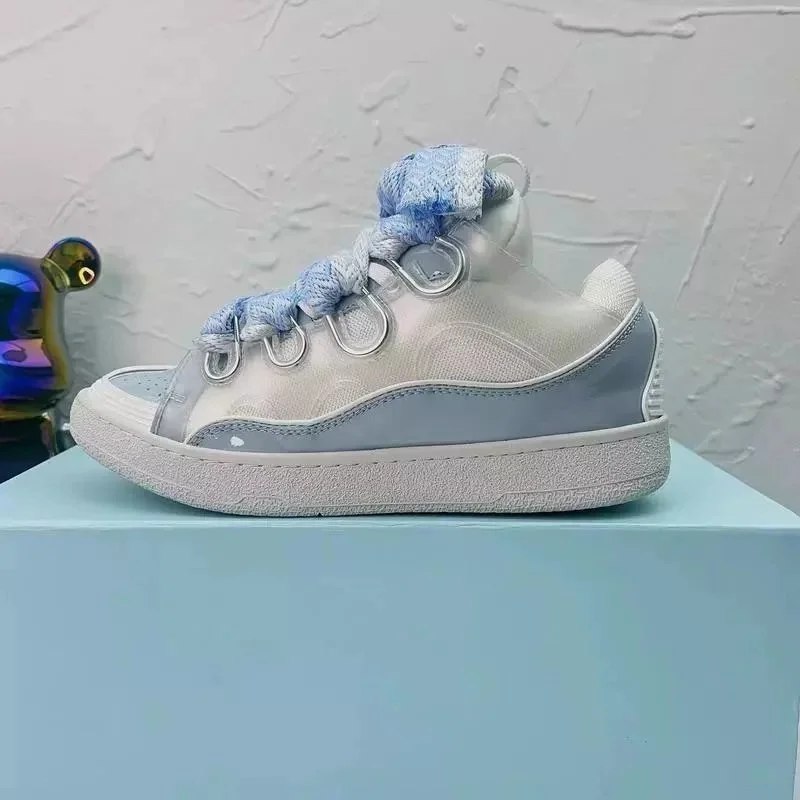 Unisex Transparent Sneakers with Blue Laces