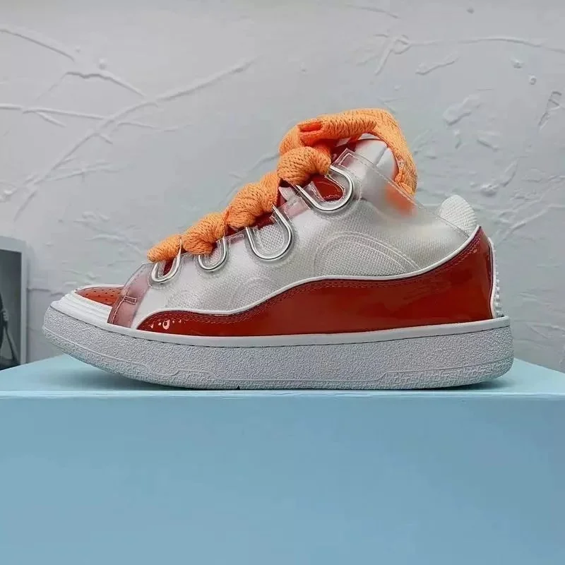 Unisex Transparent Red & White Sneakers