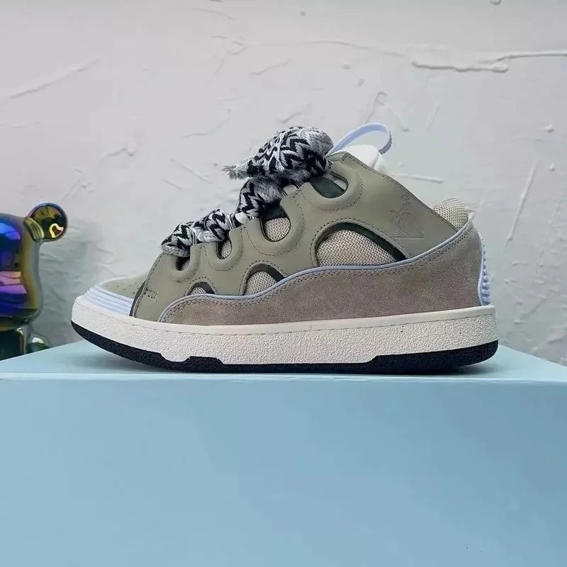 Unisex Olive Green Mesh & Suede Sneakers