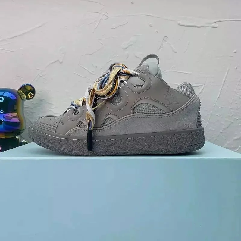 Unisex Grey Suede & Mesh Low-Top Sneakers