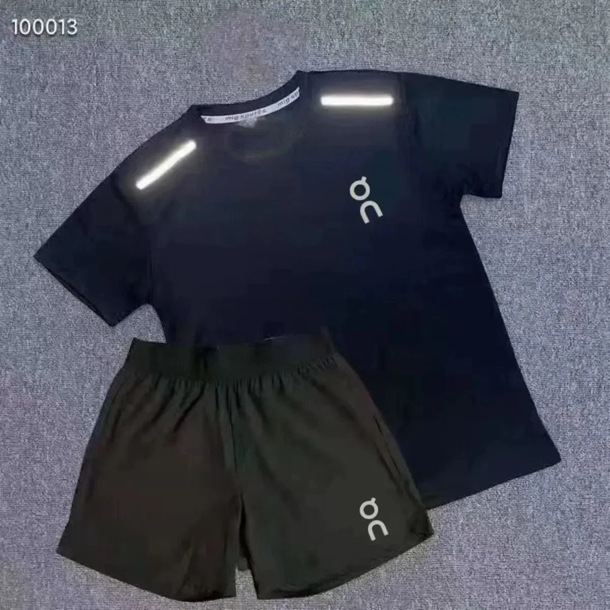 On Co-ord Set Black Reflective Shorts & T-Shirt