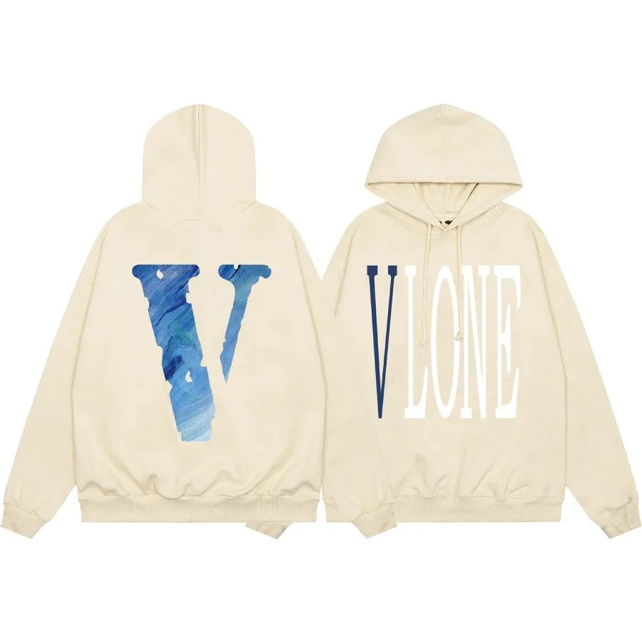 VLONE V Logo Hoodie Cream Blue Print