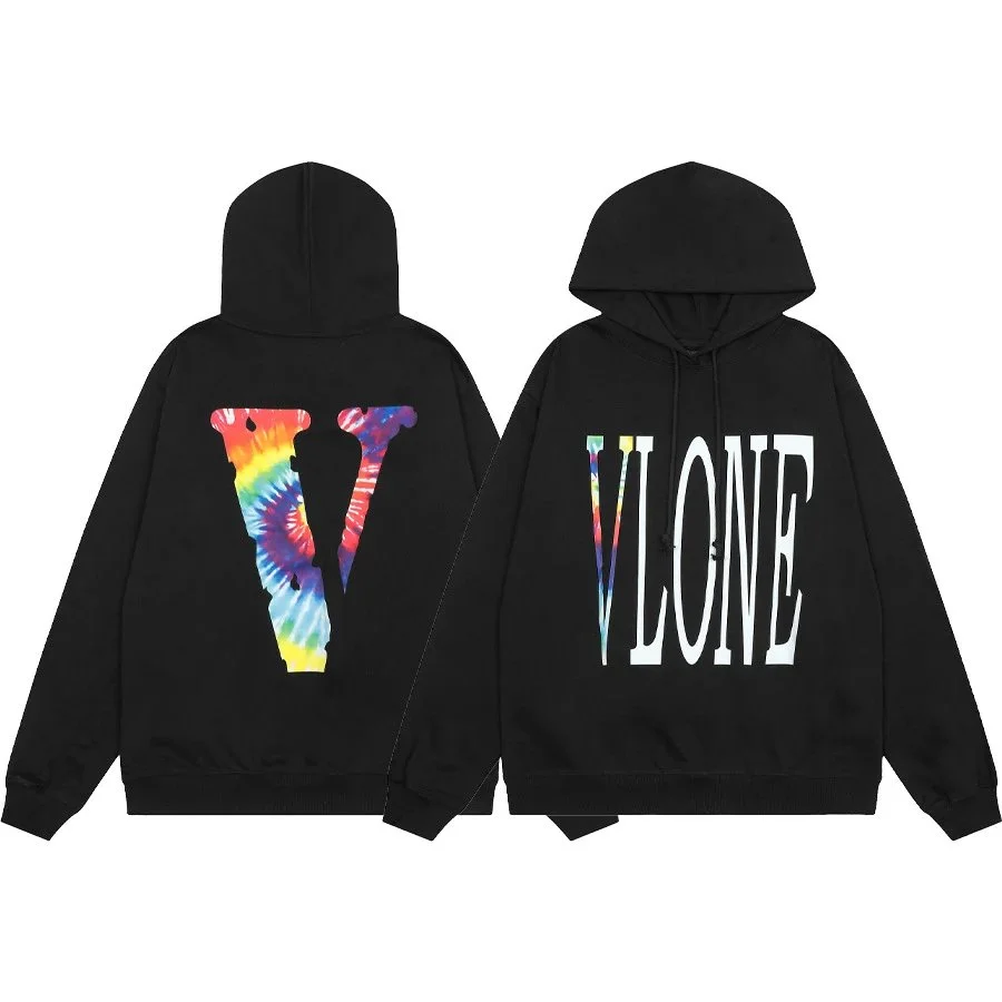 VLONE Tie-Dye V Hoodie Black Streetwear