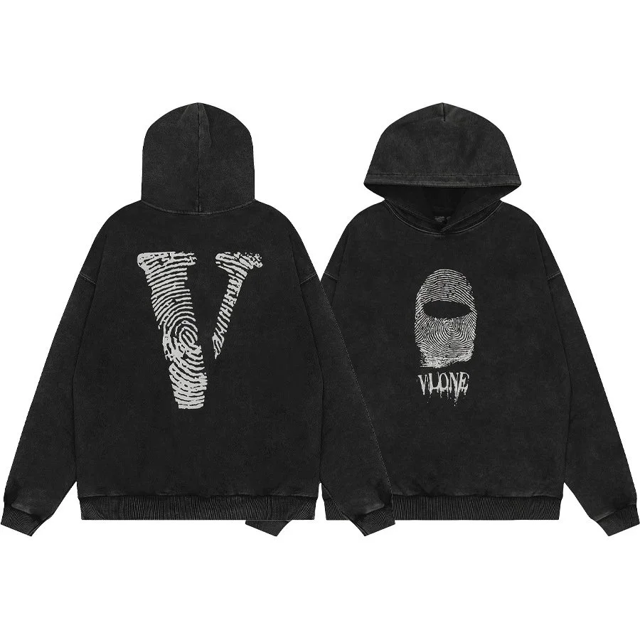 Vlone V Logo Hoodie Black Streetwear