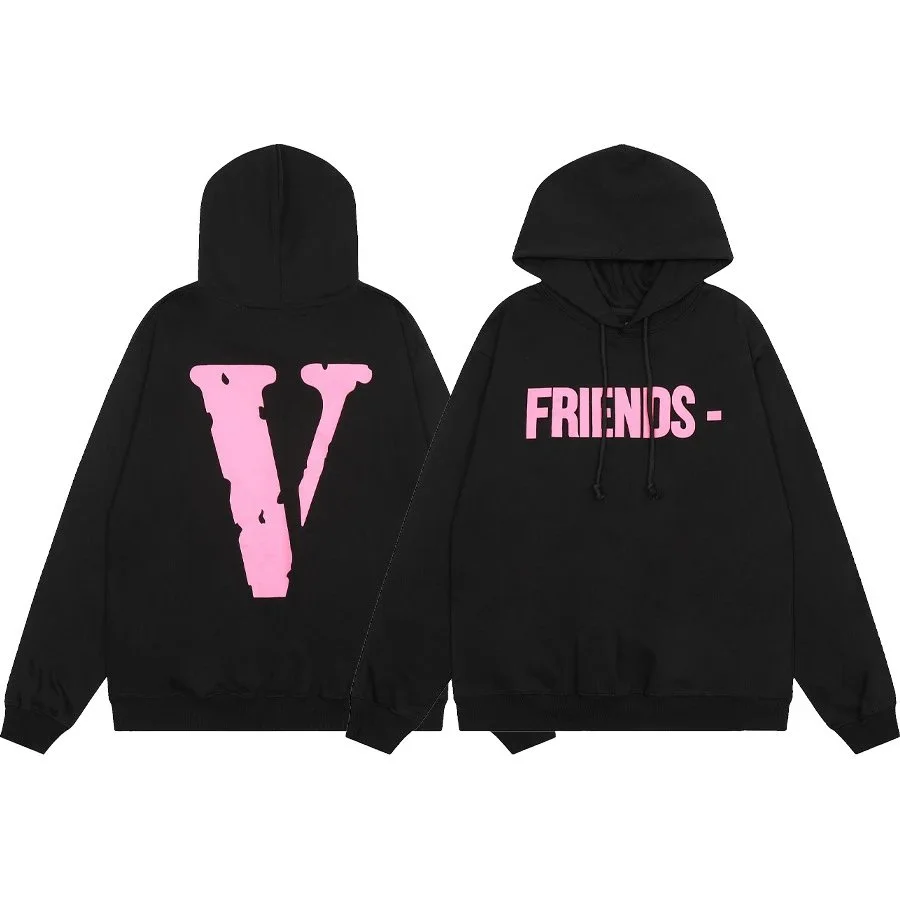 Black VLONE Friends Hoodie with Pink Logo