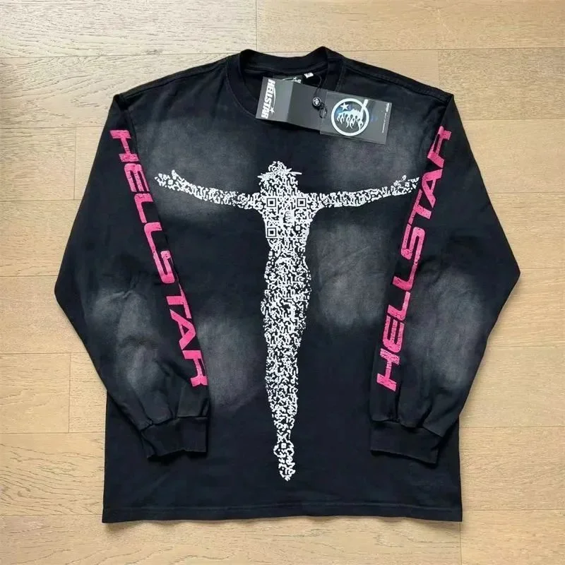 Hellstar QR Print Long Sleeve T-Shirt Black/Pink