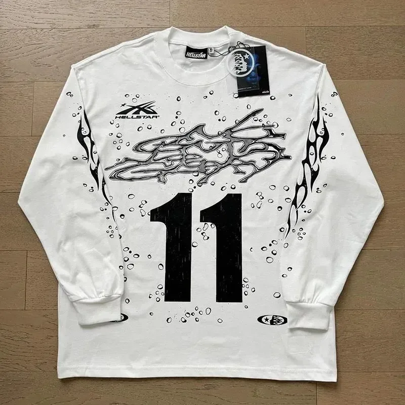 Hellstar White Flames 11 Long Sleeve T-Shirt