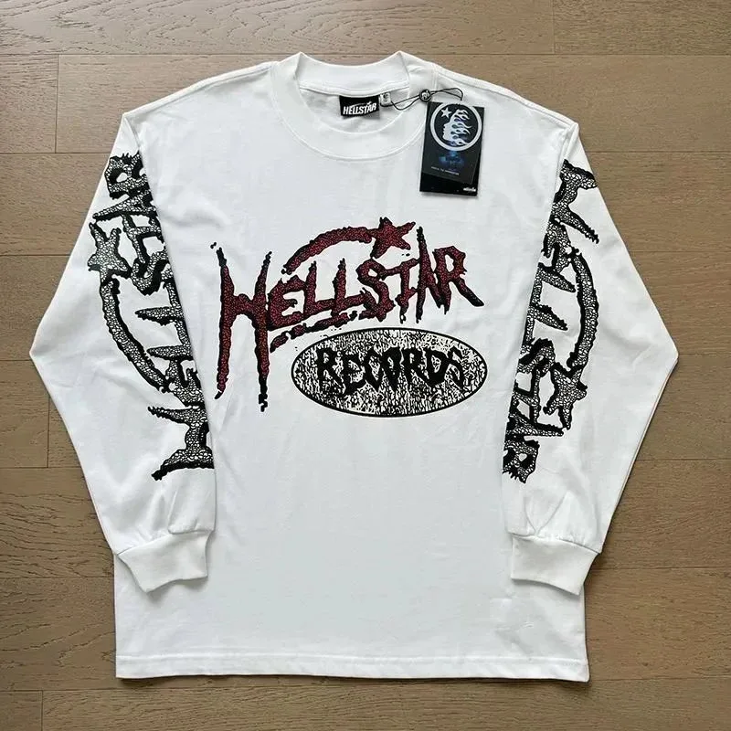 Hellstar White 'Records' Long Sleeve T-Shirt