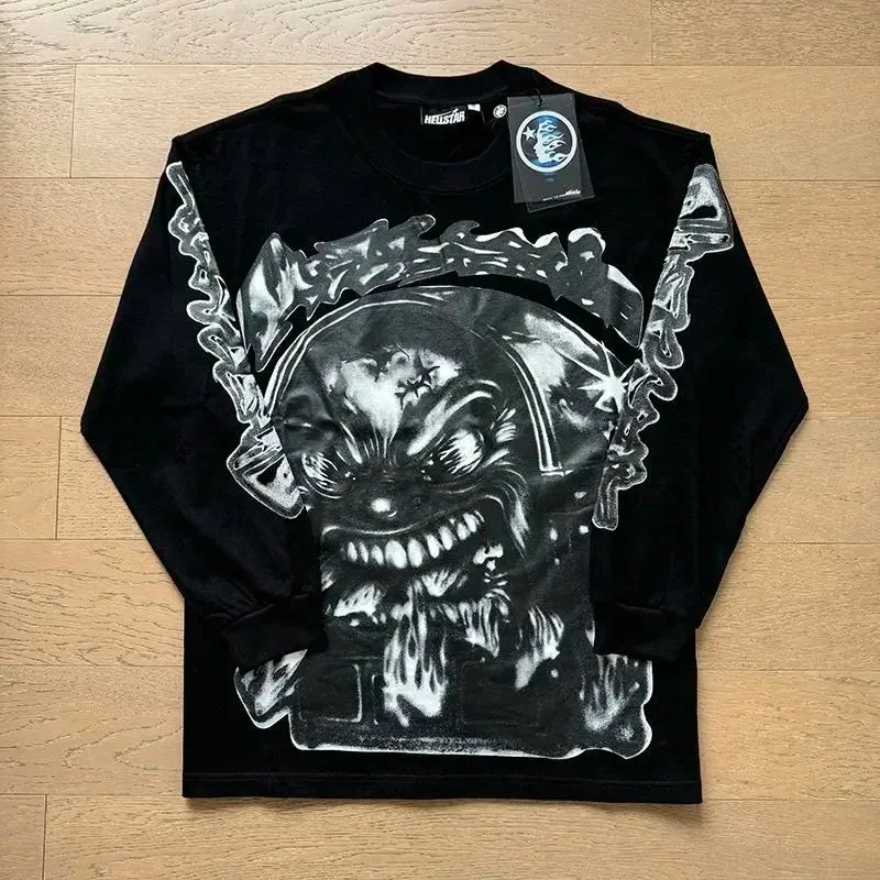 Hellstar Triple Black Printed Long Sleeve T-Shirt