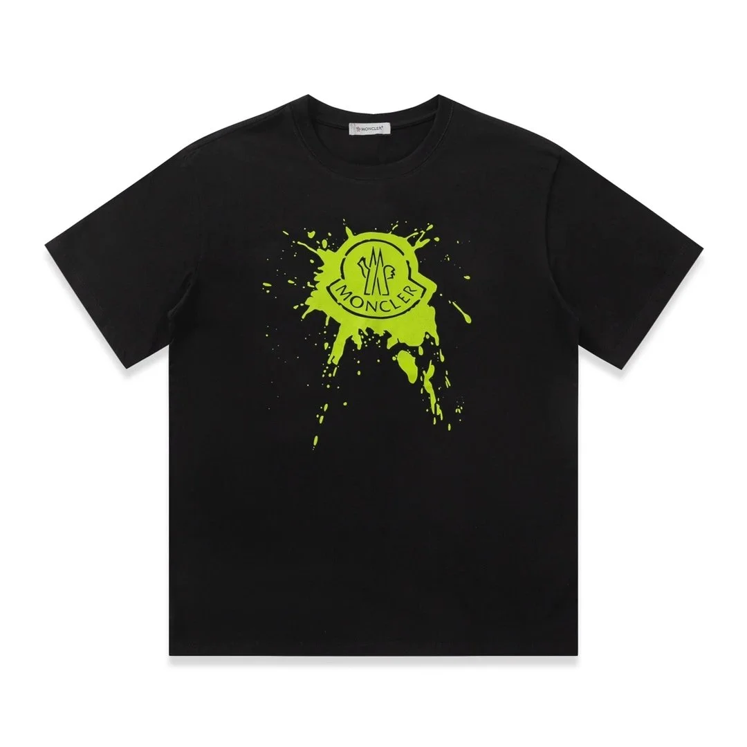 Moncler Black with Neon Green Splatter T-Shirt